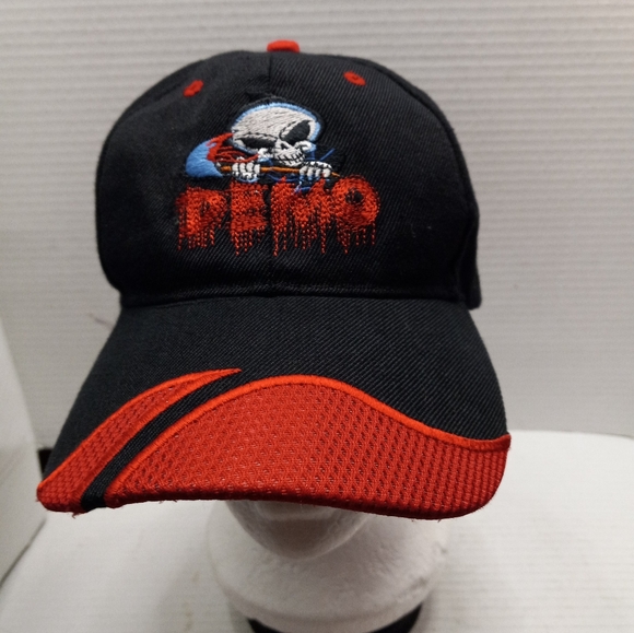 Demo Skull Black Red OS Adjustable Strap Basic Baseball Trucker Softball Hat Cap - Picture 1 of 8